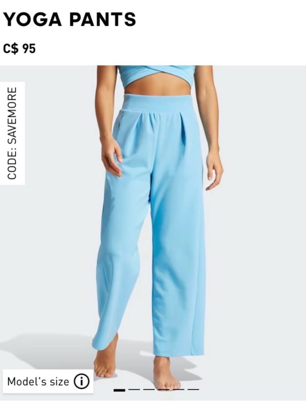 adidas Light Blue Wide Leg Yoga Pants